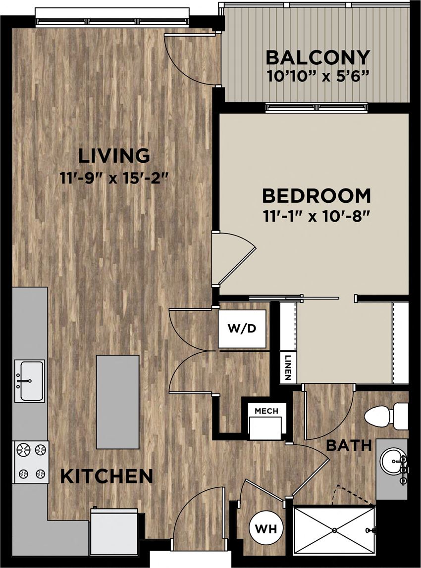 (A1) One Bedroom One Bathroom FP Layout (A1) One Bedroom One Bathroom FP Layout at Arlo, Pennsylvania, 19355